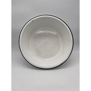 Vintage Enamelware, 10.5"  X  3.5" Wash Basin, White with Black Trim